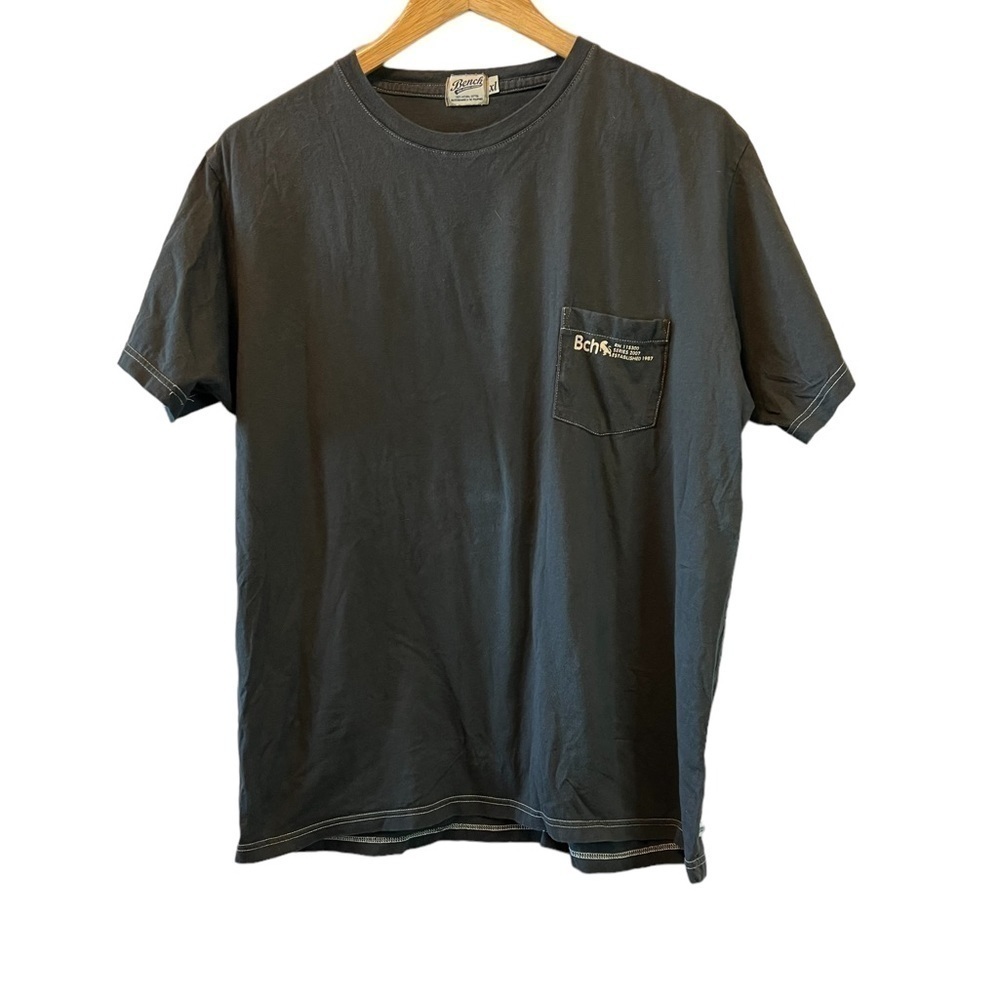 MENS BENCH Dark Grey Graphic Print Short Sleeve Cotton Tee Shirt XL